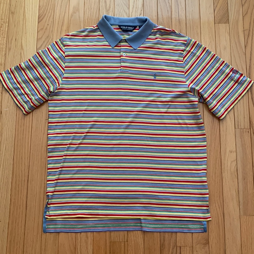 Polo Golf by Ralph Lauren Shirt, Great Waters, Blue Yellow Red Green White, L